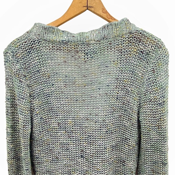 BCBGMaxAzria Boho Scalloped Edge Button Front Knit Cardigan Wood FlowerButton S - Picture 15 of 16